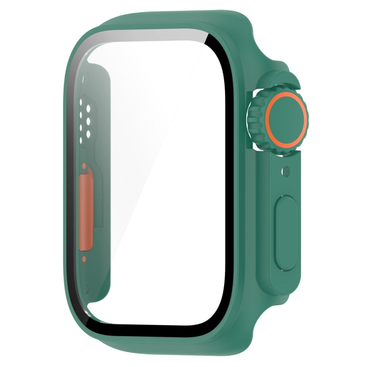 For Apple Watch Series 8 & 7 41mm Tempered Film + PC Integrated Watch Protective Case(Green) - Watch Cases by PMC TechLife | Online Shopping South Africa | PMC TechLife