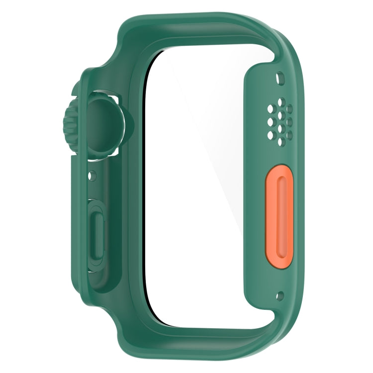 For Apple Watch Series 8 & 7 41mm Tempered Film + PC Integrated Watch Protective Case(Green) - Watch Cases by PMC TechLife | Online Shopping South Africa | PMC TechLife