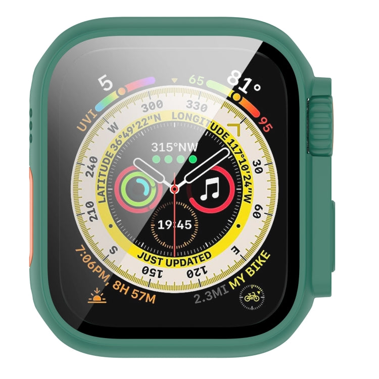 For Apple Watch Series 8 & 7 41mm Tempered Film + PC Integrated Watch Protective Case(Green) - Watch Cases by PMC TechLife | Online Shopping South Africa | PMC TechLife