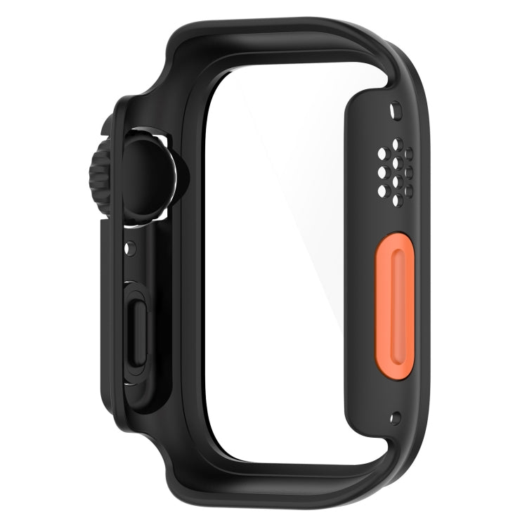 For Apple Watch Series 8 & 7 41mm Tempered Film + PC Integrated Watch Protective Case(Black) - Watch Cases by PMC TechLife | Online Shopping South Africa | PMC TechLife