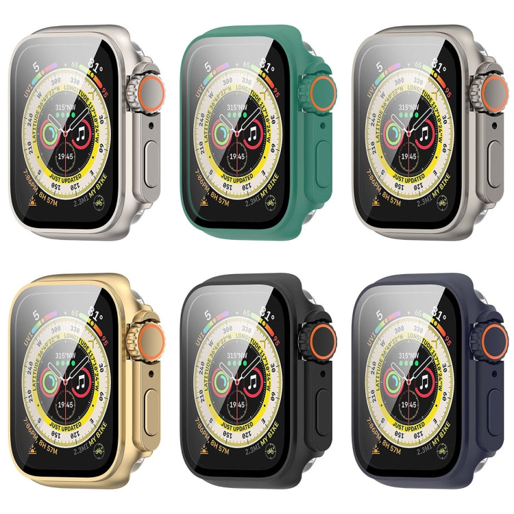 For Apple Watch Series 8 & 7 41mm Tempered Film + PC Integrated Watch Protective Case(Green) - Watch Cases by PMC TechLife | Online Shopping South Africa | PMC TechLife