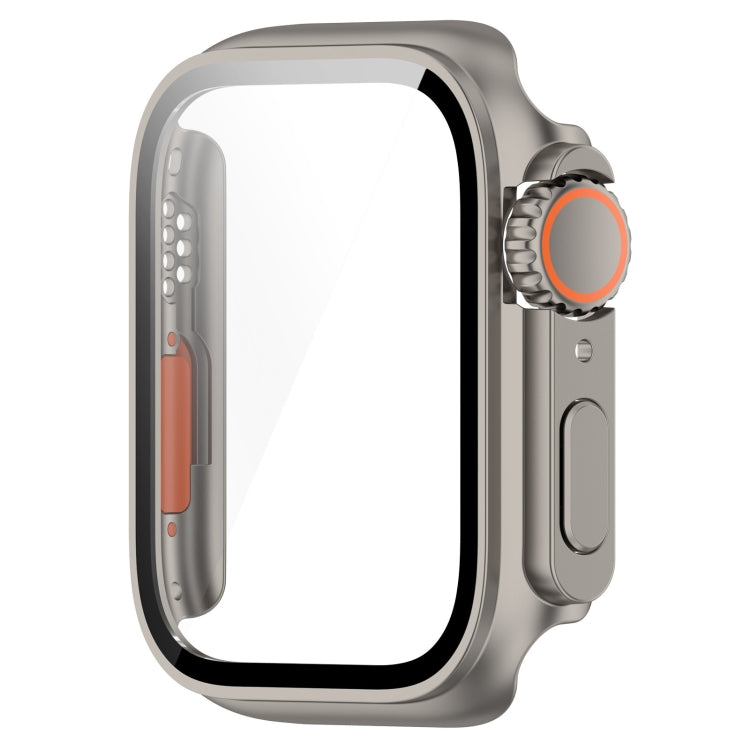 For Apple Watch Series 8 & 7 45mm Tempered Film + PC Integrated Watch Protective Case(Titanium Steel) -  by PMC Jewellery | Online Shopping South Africa | PMC Jewellery