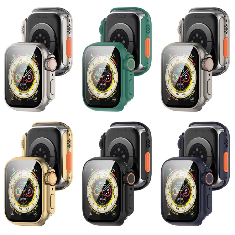 For Apple Watch Series 8 & 7 45mm Tempered Film + PC Integrated Watch Protective Case(Black) -  by PMC TechLife | Online Shopping South Africa | PMC TechLife