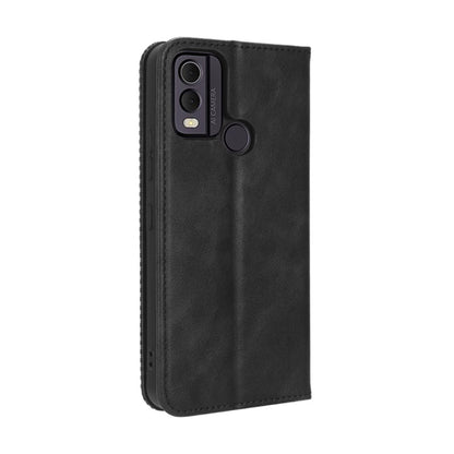 For Nokia C22 Magnetic Buckle Retro Texture Leather Phone Case(Black) - Nokia Cases by PMC Jewellery | Online Shopping South Africa | PMC Jewellery