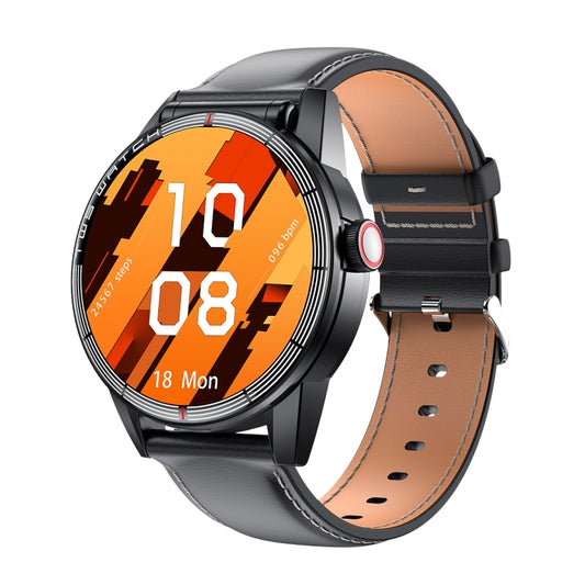 R6 1.32 inch Round Screen 2 in 1 Bluetooth Earphone Smart Watch, Support Bluetooth Call / Health Monitoring(Black Leather Strap) -  by PMC Jewellery | Online Shopping South Africa | PMC Jewellery