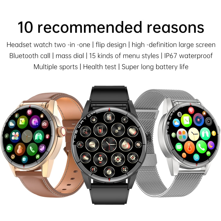 R6 1.32 inch Round Screen 2 in 1 Bluetooth Earphone Smart Watch, Support Bluetooth Call / Health Monitoring(Black Steel Strap) -  by PMC Jewellery | Online Shopping South Africa | PMC Jewellery