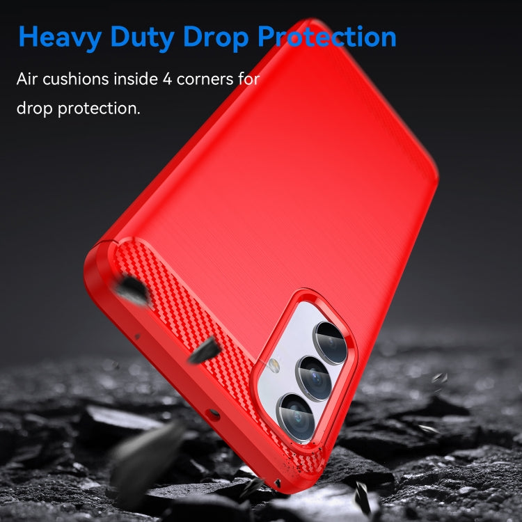 For Samsung Galaxy M54 5G Carbon Fiber Brushed Texture TPU Phone Case(Red) - free shipping - PMC TechLife - Order now!