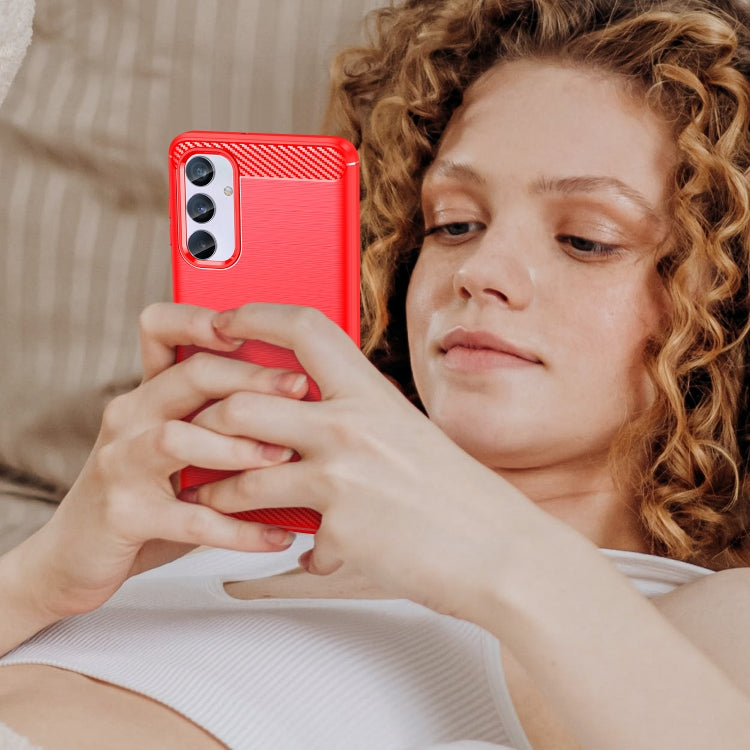 For Samsung Galaxy M54 5G Carbon Fiber Brushed Texture TPU Phone Case(Red) - free shipping - PMC TechLife - Order now!