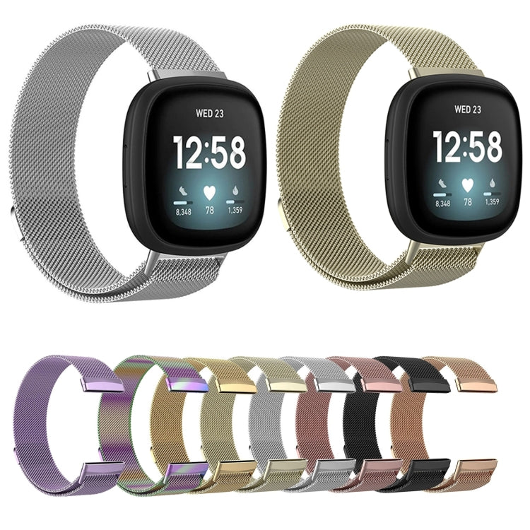 For Fitbit Versa 4 Milanese Magnetic Metal Weave Watchband, Small Size(Official Gold) -  by PMC TechLife | Online Shopping South Africa | PMC TechLife