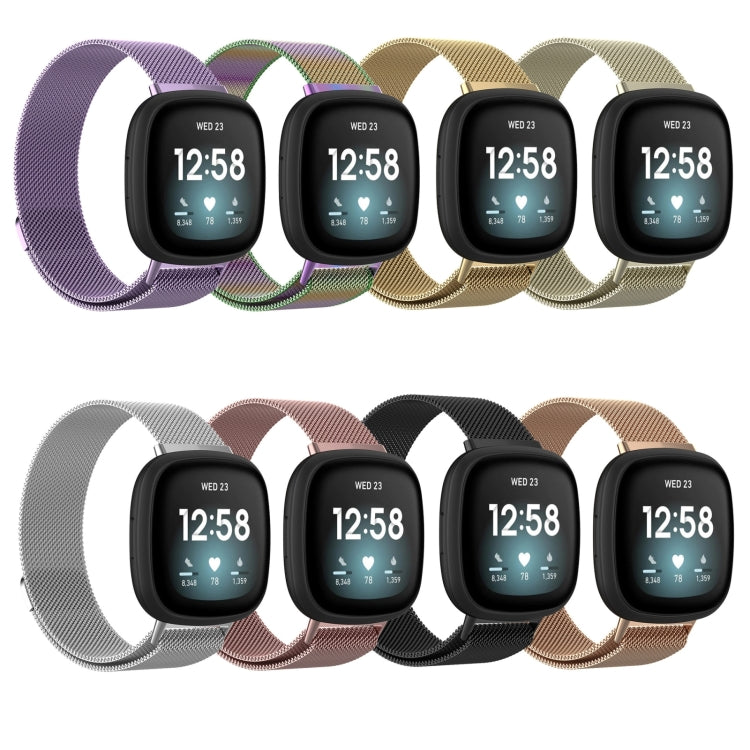 For Fitbit Versa 4 Milanese Magnetic Metal Weave Watchband, Small Size(Rose Gold) - Watch Bands by PMC TechLife | Online Shopping South Africa | PMC TechLife