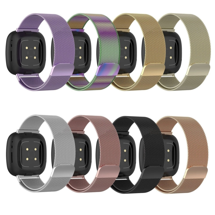 For Fitbit Versa 4 Milanese Magnetic Metal Weave Watchband, Small Size(Black) -  by PMC TechLife | Online Shopping South Africa | PMC TechLife