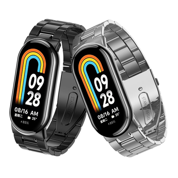 For Xiaomi Mi Band 8 Milanese Three-bead Metal Watch Band(Silver) -  by PMC TechLife | Online Shopping South Africa | PMC TechLife