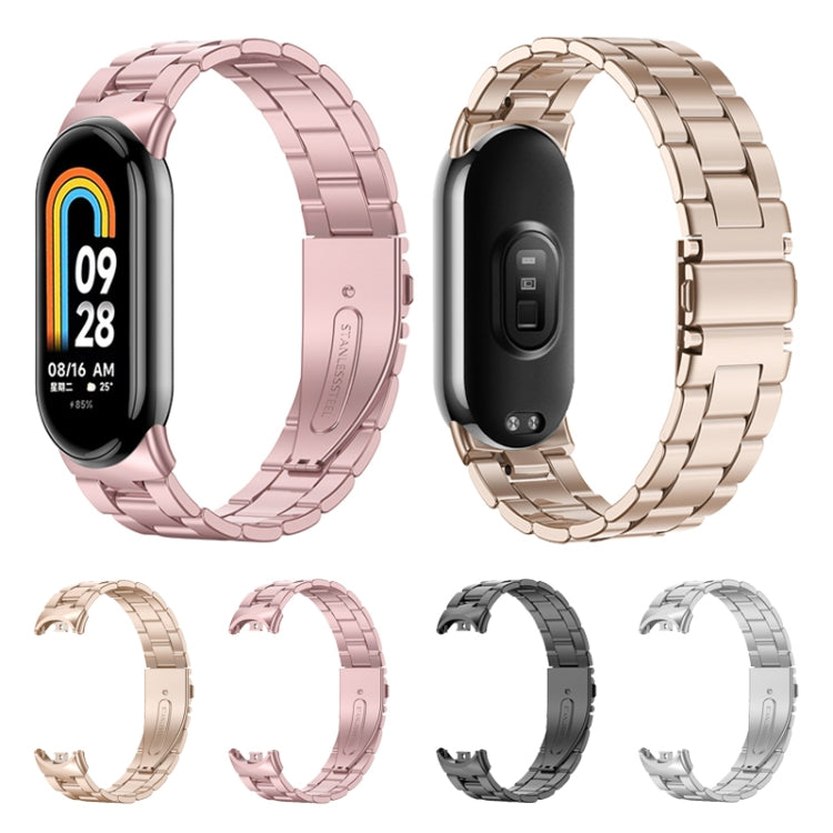 For Xiaomi Mi Band 8 Milanese Three-bead Metal Watch Band(Silver) -  by PMC TechLife | Online Shopping South Africa | PMC TechLife