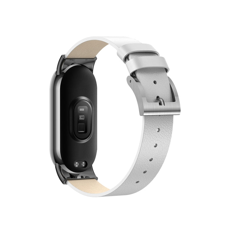 For Xiaomi Mi Band 8 Leather Replacement Watch Band(White) -  by PMC TechLife | Online Shopping South Africa | PMC TechLife