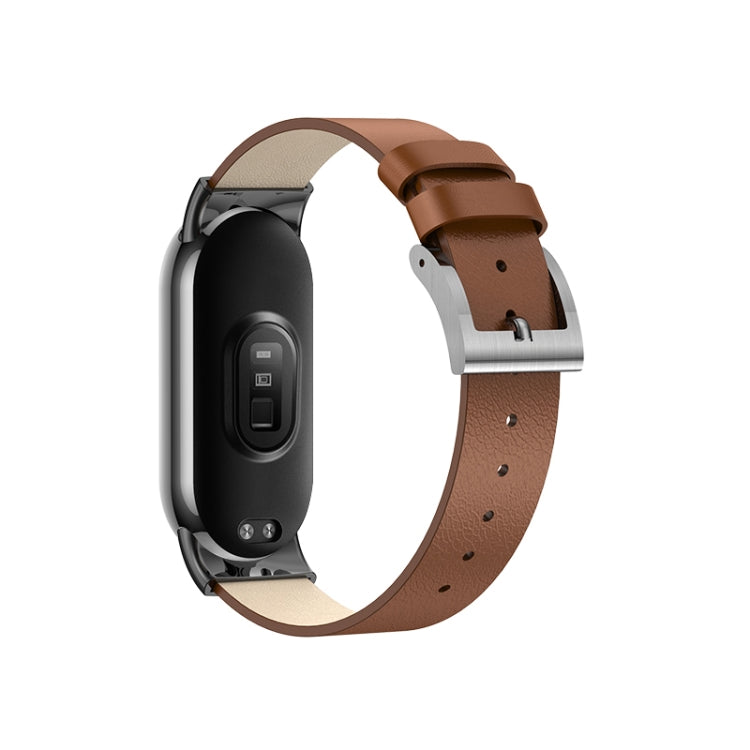For Xiaomi Mi Band 8 Leather Replacement Watch Band(Brown) -  by PMC TechLife | Online Shopping South Africa | PMC TechLife
