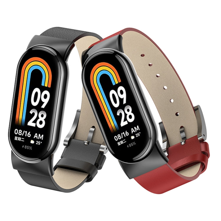For Xiaomi Mi Band 8 Leather Replacement Watch Band(Black) -  by PMC TechLife | Online Shopping South Africa | PMC TechLife