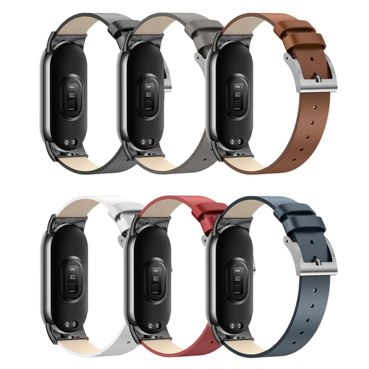 For Xiaomi Mi Band 8 Leather Replacement Watch Band(White) -  by PMC TechLife | Online Shopping South Africa | PMC TechLife