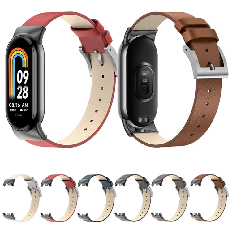 For Xiaomi Mi Band 8 Leather Replacement Watch Band(Black) -  by PMC TechLife | Online Shopping South Africa | PMC TechLife