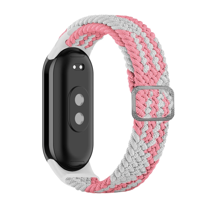 For Xiaomi Mi Band 8 Adjustable Nylon Braided Elasticity Watch Band(Pink White) -  by PMC TechLife | Online Shopping South Africa | PMC TechLife