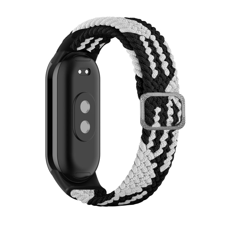 For Xiaomi Mi Band 8 Adjustable Nylon Braided Elasticity Watch Band(Black White) -  by PMC TechLife | Online Shopping South Africa | PMC TechLife