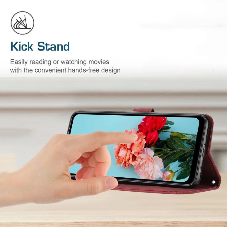 For Tecno Spark 10 Pro Skin Feel Stripe Pattern Leather Phone Case with Lanyard(Red) - free shipping - PMC TechLife - Order now!