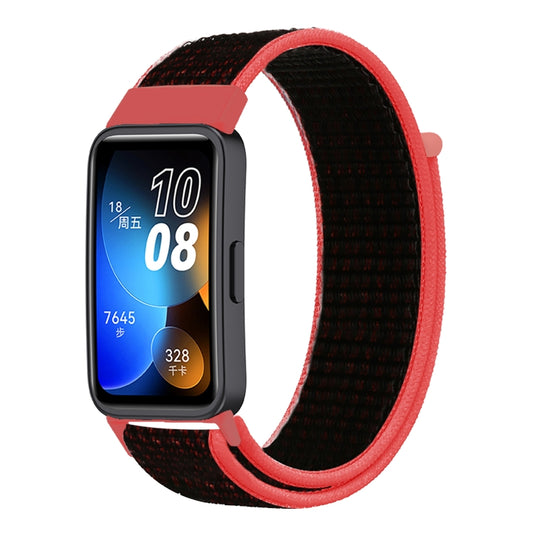 For Huawei Band 8 16mm Woven Nylon Loop Watch Band(Red Black) - Watch Bands by PMC Jewellery | Online Shopping South Africa | PMC Jewellery