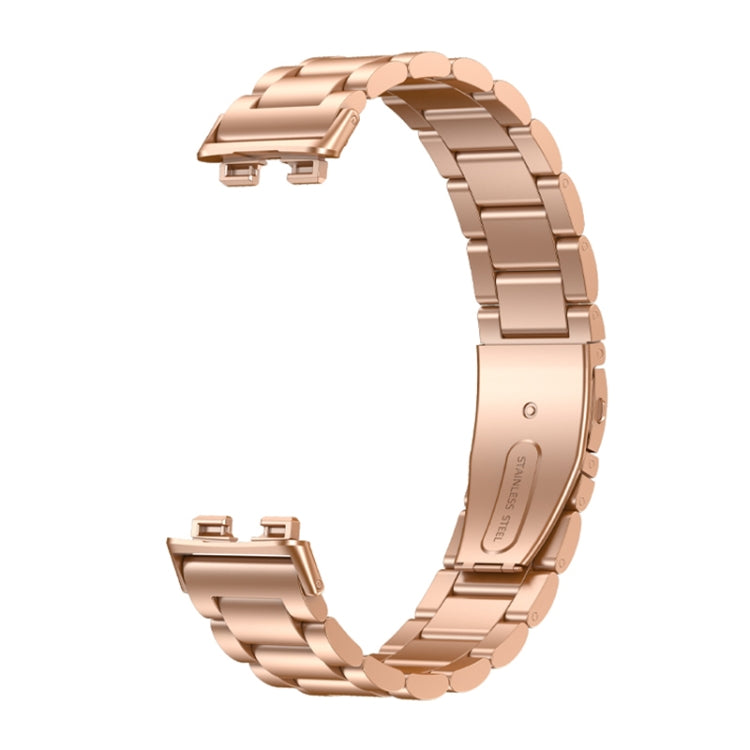 For Huawei Band 8 16mm Three Strains Metal Replacement Watch Band(Rose Gold) - Watch Bands by PMC TechLife | Online Shopping South Africa | PMC TechLife