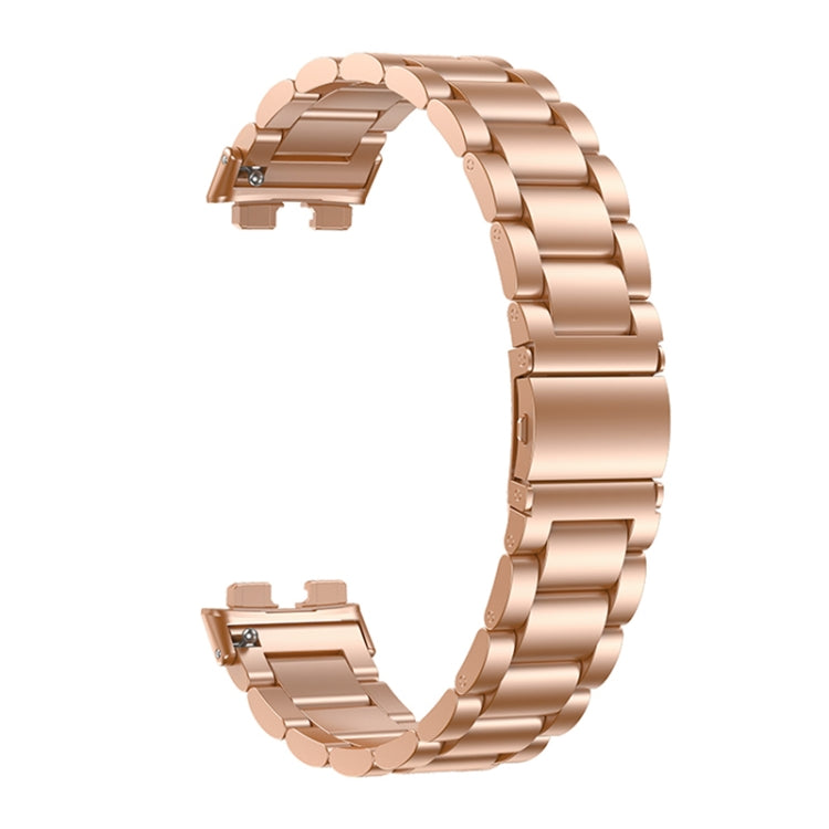 For Huawei Band 8 16mm Three Strains Metal Replacement Watch Band(Rose Gold) - Watch Bands by PMC TechLife | Online Shopping South Africa | PMC TechLife