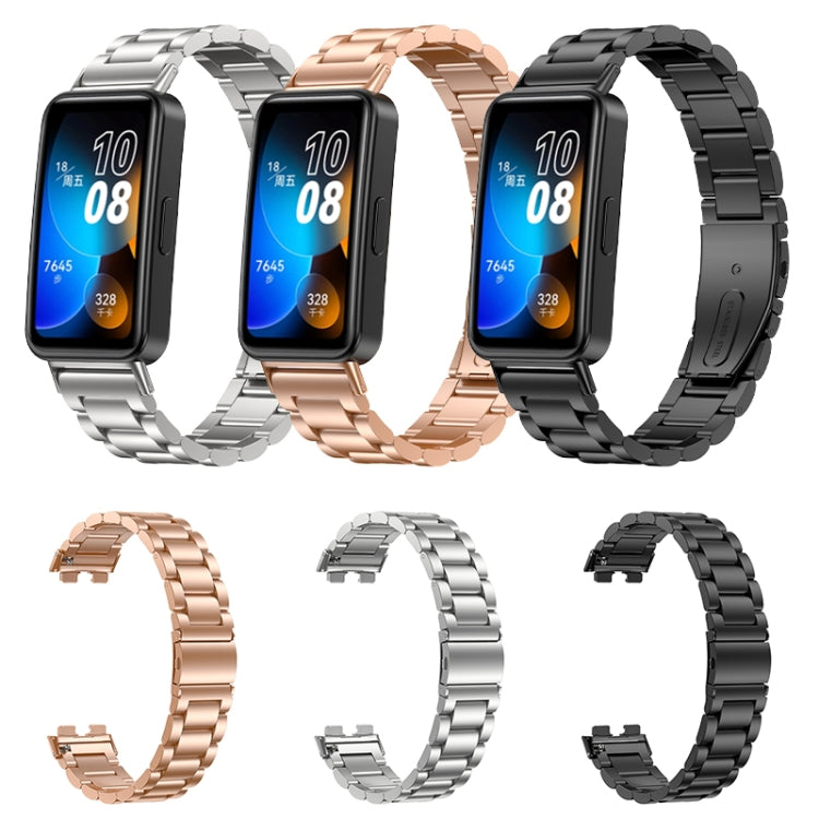 For Huawei Band 8 16mm Three Strains Metal Replacement Watch Band(Silver) - Watch Bands by PMC TechLife | Online Shopping South Africa | PMC TechLife