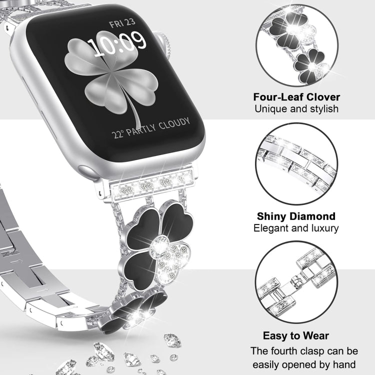 For Apple Watch 2 38mm Petal Metal Diamond Watch Band(Sliver+Black) -  by PMC TechLife | Online Shopping South Africa | PMC TechLife