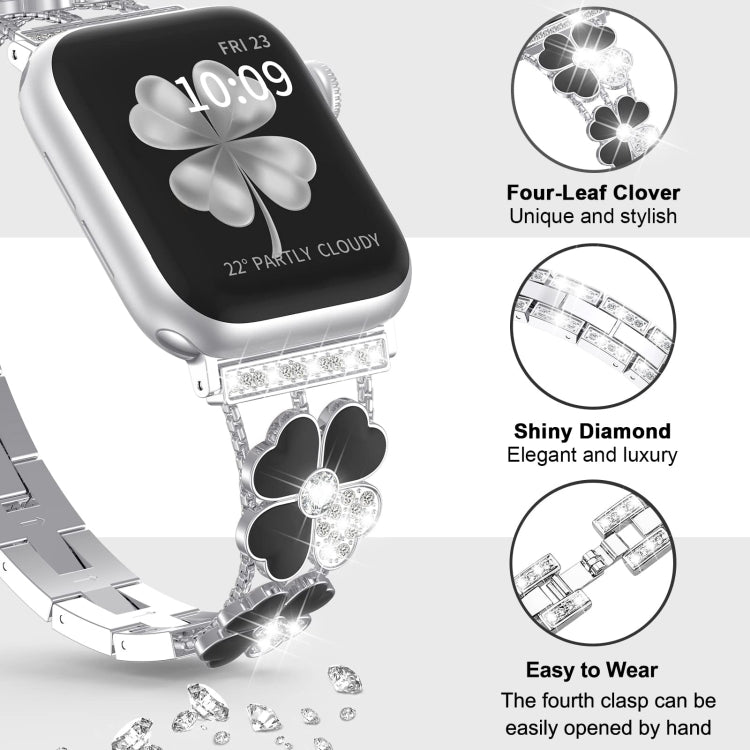 For Apple Watch 2 42 mm Petal Metal Diamond Watch Band(Sliver+Black) -  by PMC TechLife | Online Shopping South Africa | PMC TechLife
