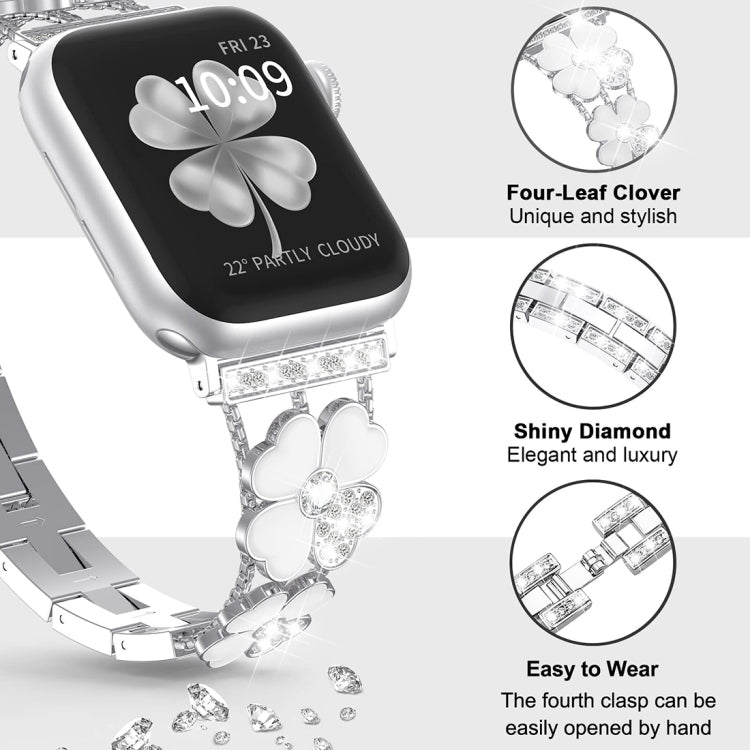 For Apple Watch 2 42 mm Petal Metal Diamond Watch Band(Silver+White) - Watch Bands by PMC TechLife | Online Shopping South Africa | PMC TechLife