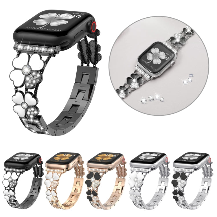 For Apple Watch 7 41mm Petal Metal Diamond Watch Band(Silver+White) - Watch Bands by PMC TechLife | Online Shopping South Africa | PMC TechLife
