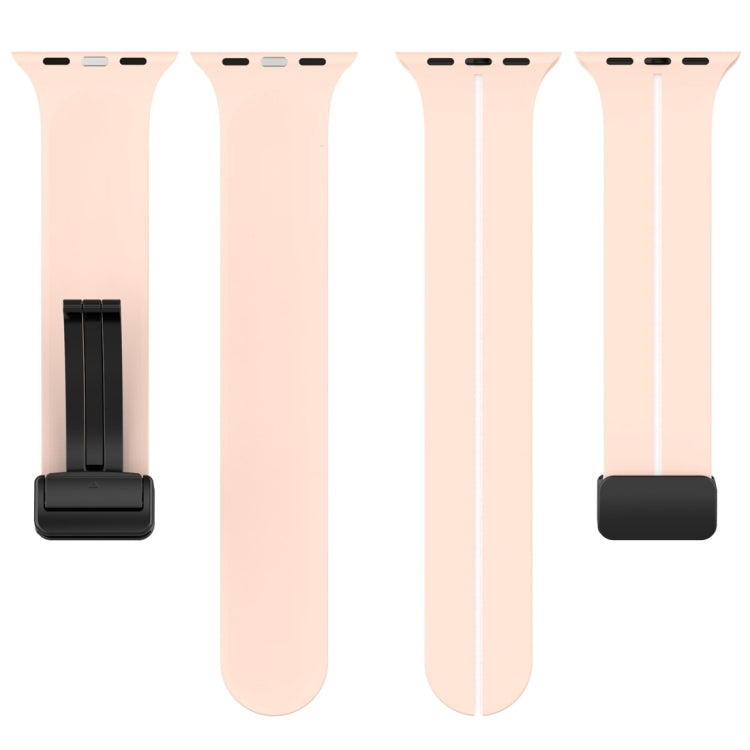Two Color Folding Buckle Silicone Watch Band For Apple Watch 8 41mm(Pink+White) -  by PMC TechLife | Online Shopping South Africa | PMC TechLife