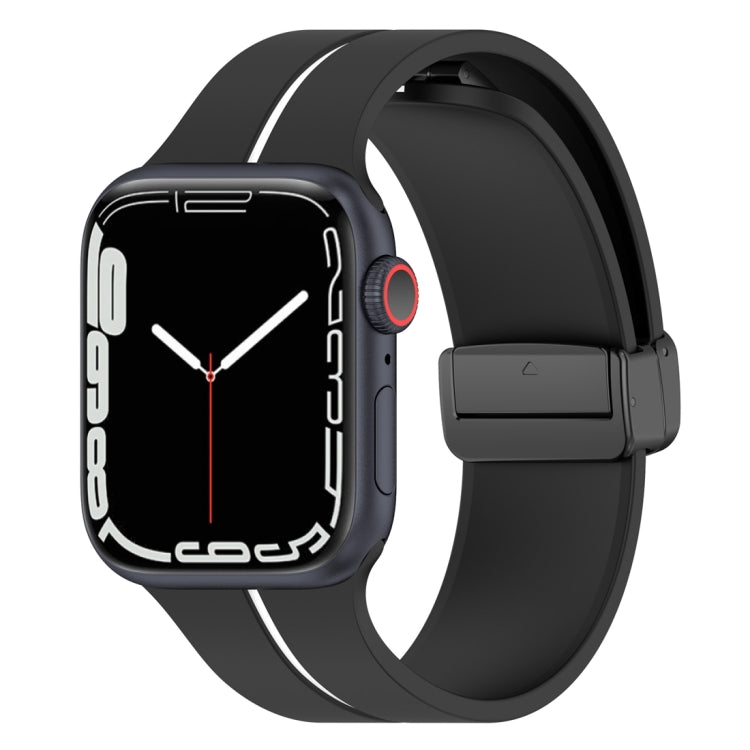 Two Color Folding Buckle Silicone Watch Band For Apple Watch 8 41mm(Black+White) -  by PMC TechLife | Online Shopping South Africa | PMC TechLife