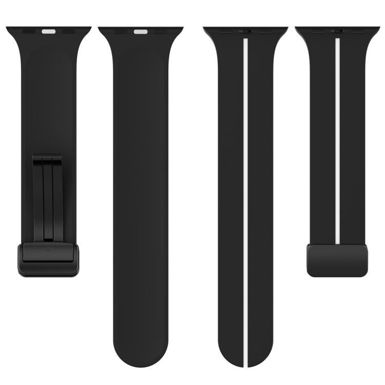 Two Color Folding Buckle Silicone Watch Band For Apple Watch 8 45mm(Black+White) -  by PMC TechLife | Online Shopping South Africa | PMC TechLife