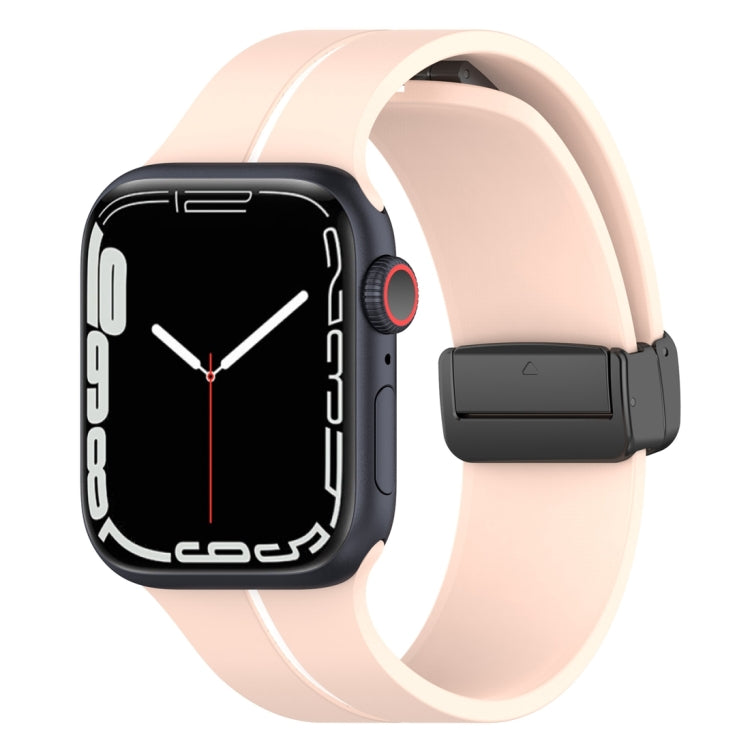 Two Color Folding Buckle Silicone Watch Band For Apple Watch 7 41mm(Pink+White) -  by PMC Jewellery | Online Shopping South Africa | PMC Jewellery