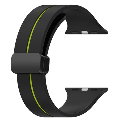 Two Color Folding Buckle Silicone Watch Band For Apple Watch 7 41mm(Black+Lime) -  by PMC Jewellery | Online Shopping South Africa | PMC Jewellery