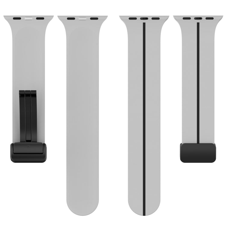 Two Color Folding Buckle Silicone Watch Band For Apple Watch 7 41mm(Light Grey+Black) - Watch Bands by PMC TechLife | Online Shopping South Africa | PMC TechLife