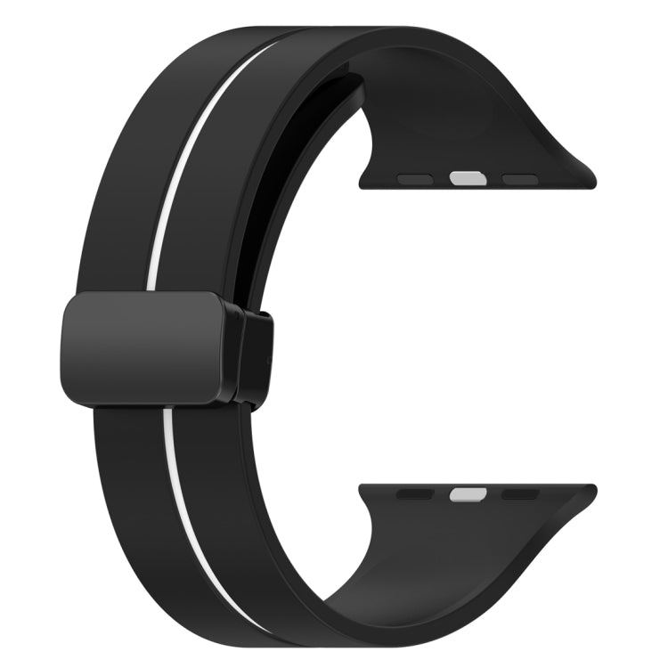 Two Color Folding Buckle Silicone Watch Band For Apple Watch 7 45mm(Black+White) -  by PMC TechLife | Online Shopping South Africa | PMC TechLife