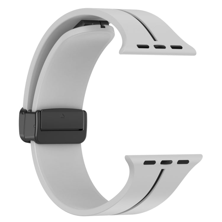 Two Color Folding Buckle Silicone Watch Band For Apple Watch 7 45mm(Light Grey+Black) - Watch Bands by PMC TechLife | Online Shopping South Africa | PMC TechLife