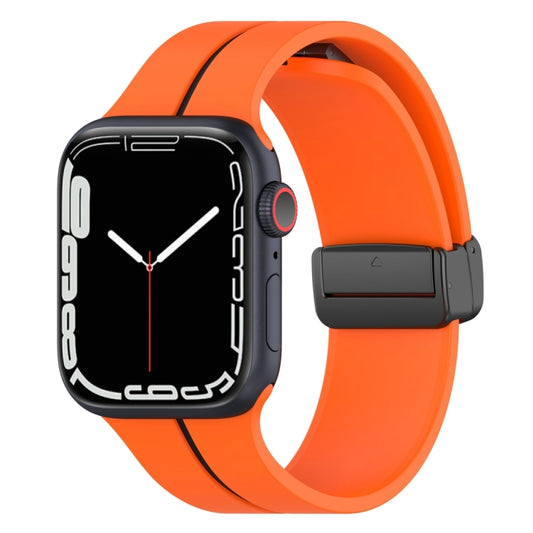 Two Color Folding Buckle Silicone Watch Band For Apple Watch SE 2022 40mm(Orange+Black) - Watch Bands by PMC Jewellery | Online Shopping South Africa | PMC Jewellery