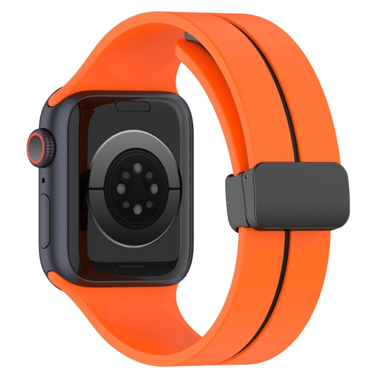 Two Color Folding Buckle Silicone Watch Band For Apple Watch SE 44mm(Orange+Black) -  by PMC Jewellery | Online Shopping South Africa | PMC Jewellery