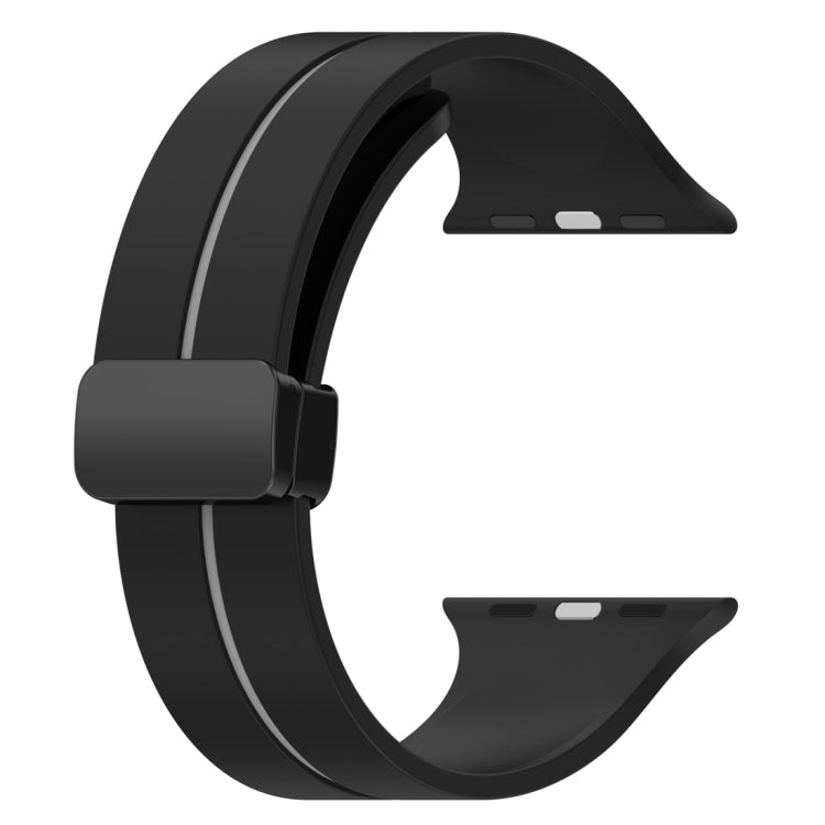 Two Color Folding Buckle Silicone Watch Band For Apple Watch 6 40mm(Black+Grey) -  by PMC TechLife | Online Shopping South Africa | PMC TechLife