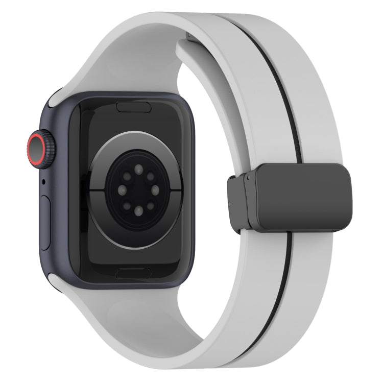 Two Color Folding Buckle Silicone Watch Band For Apple Watch 6 40mm(Light Grey+Black) -  by PMC TechLife | Online Shopping South Africa | PMC TechLife