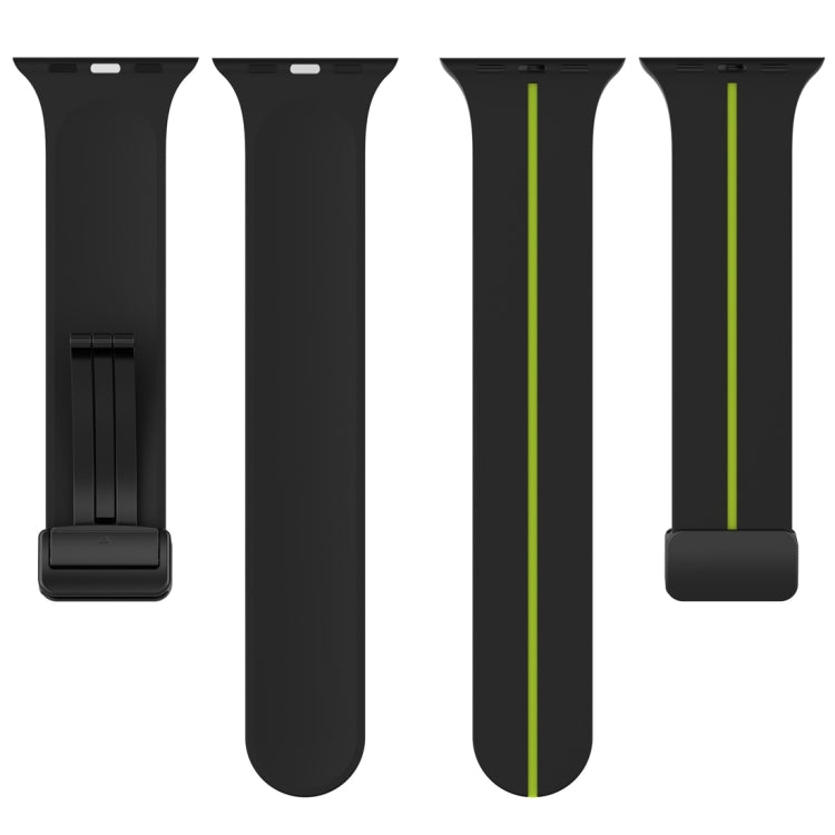Two Color Folding Buckle Silicone Watch Band For Apple Watch 6 44mm(Black+Lime) -  by PMC TechLife | Online Shopping South Africa | PMC TechLife