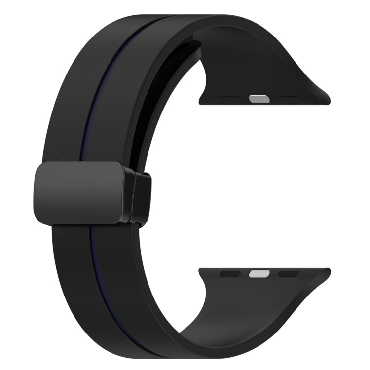 Two Color Folding Buckle Silicone Watch Band For Apple Watch 5 40mm(Black+Blue) -  by PMC TechLife | Online Shopping South Africa | PMC TechLife