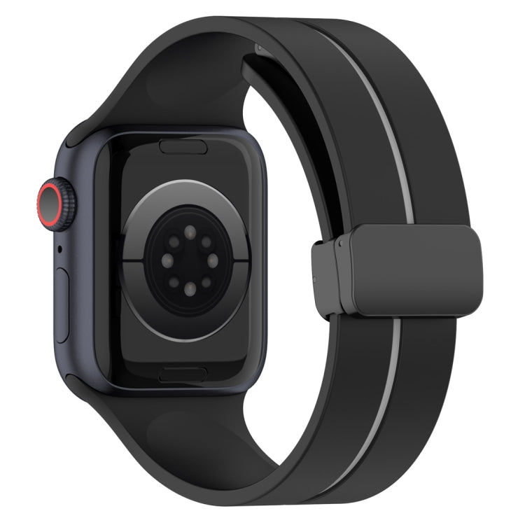 Two Color Folding Buckle Silicone Watch Band For Apple Watch 5 44mm(Black+Grey) -  by PMC TechLife | Online Shopping South Africa | PMC TechLife