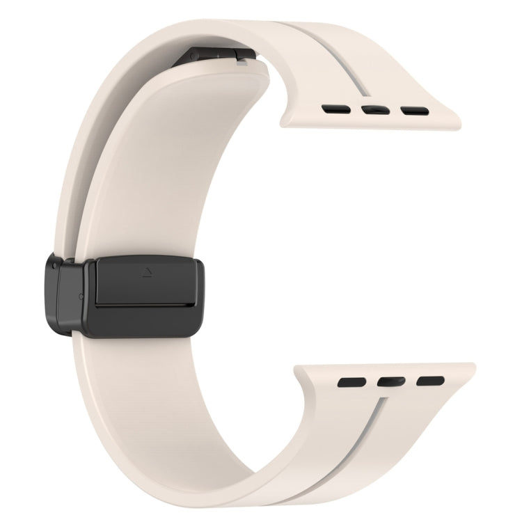 Two Color Folding Buckle Silicone Watch Band For Apple Watch 5 44mm(Starlight+Grey) -  by PMC TechLife | Online Shopping South Africa | PMC TechLife