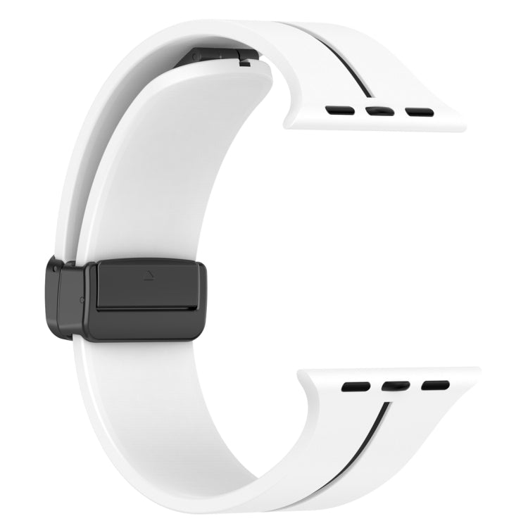 Two Color Folding Buckle Silicone Watch Band For Apple Watch 4 44mm(White+Black) -  by PMC TechLife | Online Shopping South Africa | PMC TechLife